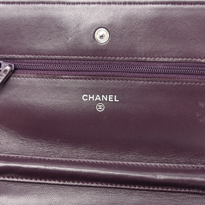 Chanel Lambskin Quilted Wallet On Chain WOC Purple 10 of 23