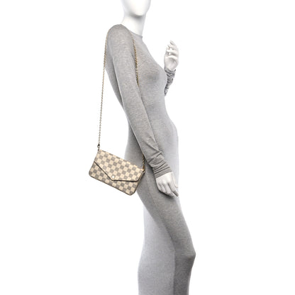 Louis Vuitton Damier Azur Pochette Felicie Chain Wallet Rose Ballerine 2 of 21