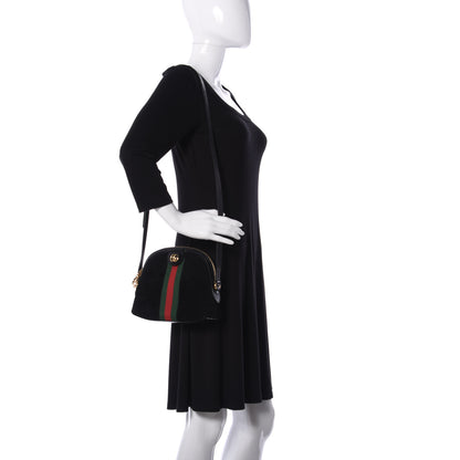 Gucci Suede Patent Web GG Small Ophidia Dome Shoulder Bag Black 2 of 10