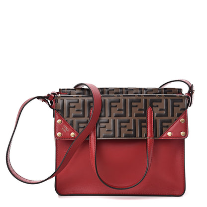 Fendi Vitello Grace Bi-Color FF 1974 Embossed Flip Tote Fragola Maya Black 1 of 10