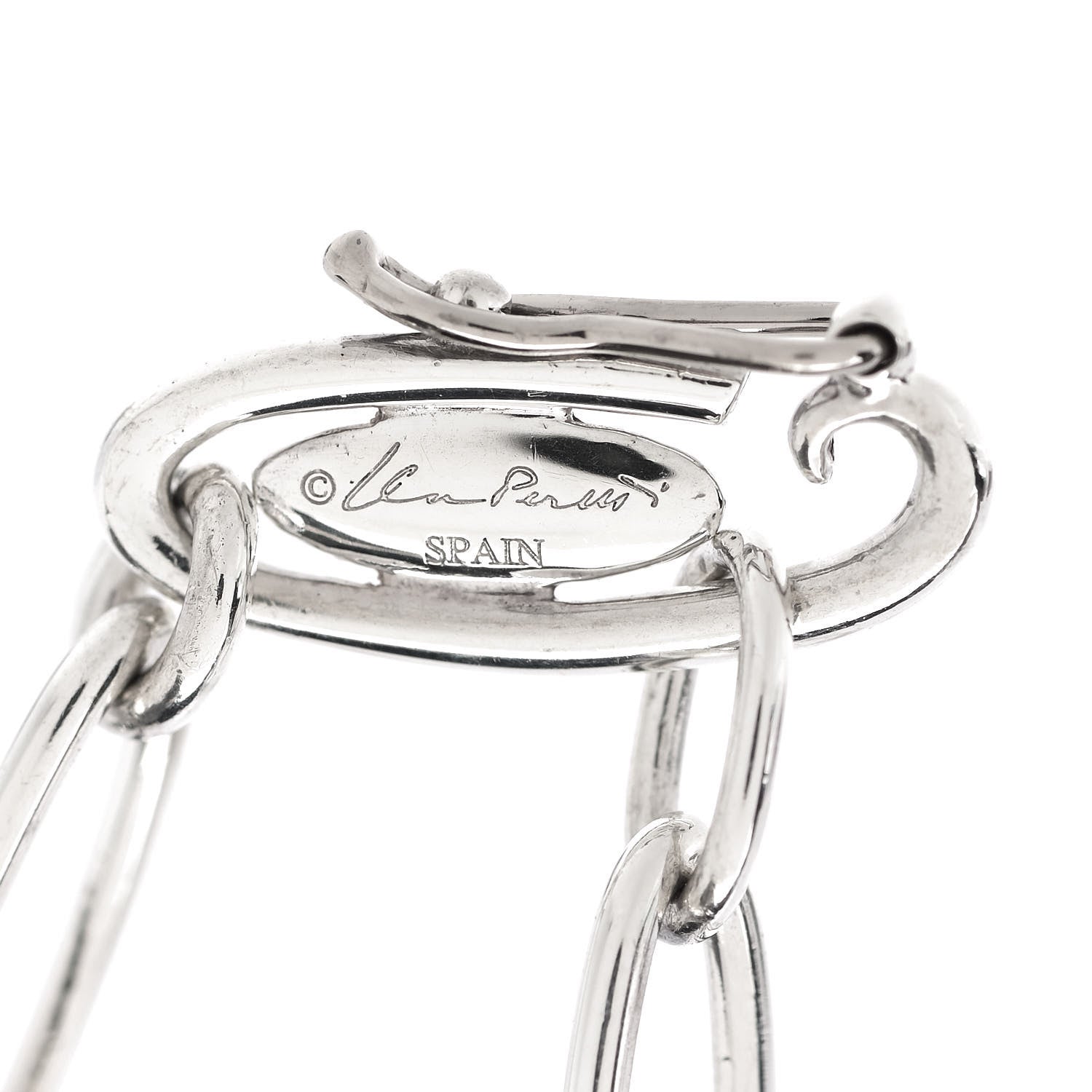 Tiffany Sterling Silver Elsa Peretti Open Heart Oval Link Charm Bracelet 4 of 5