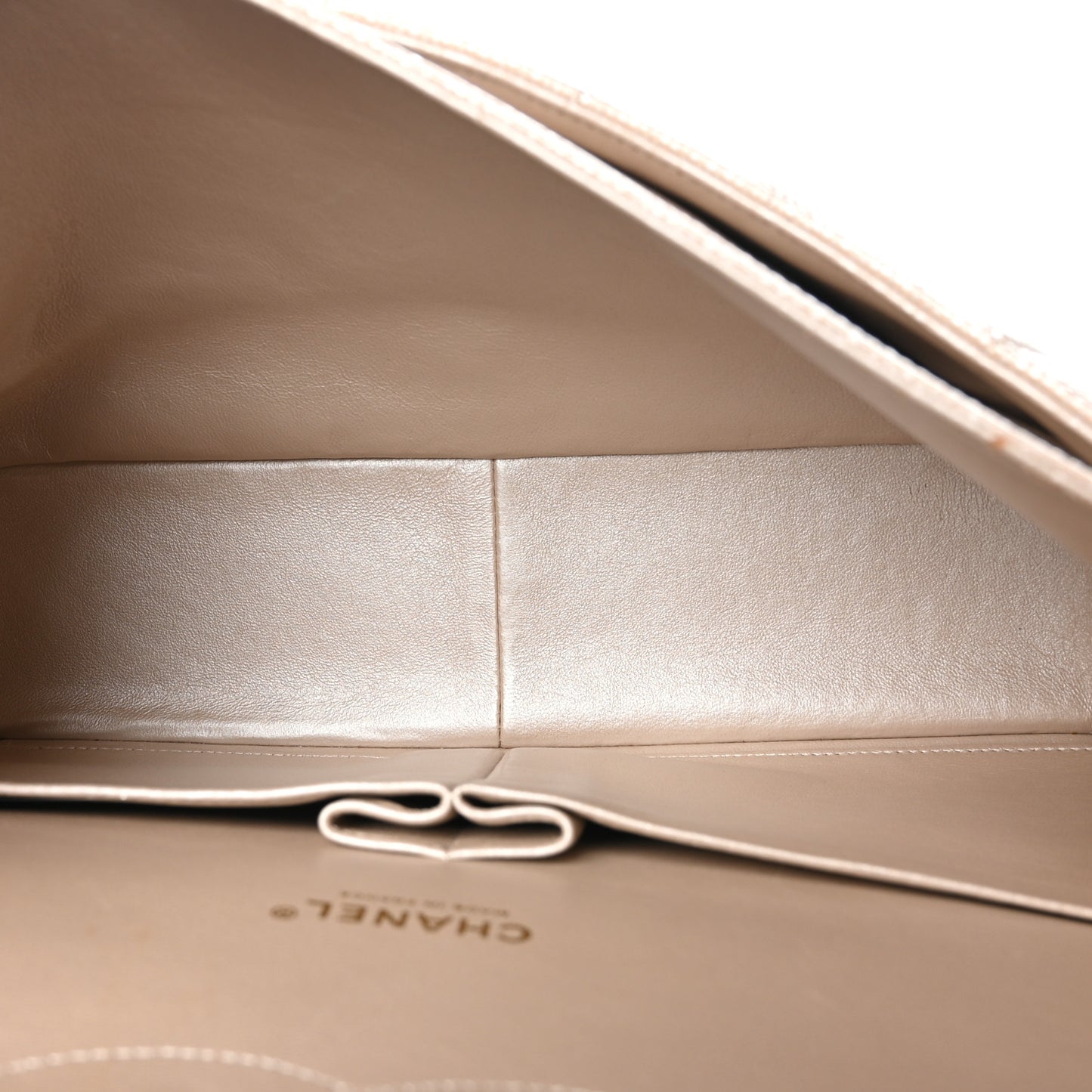 Metallic Caviar Quilted Maxi Double Flap Beige