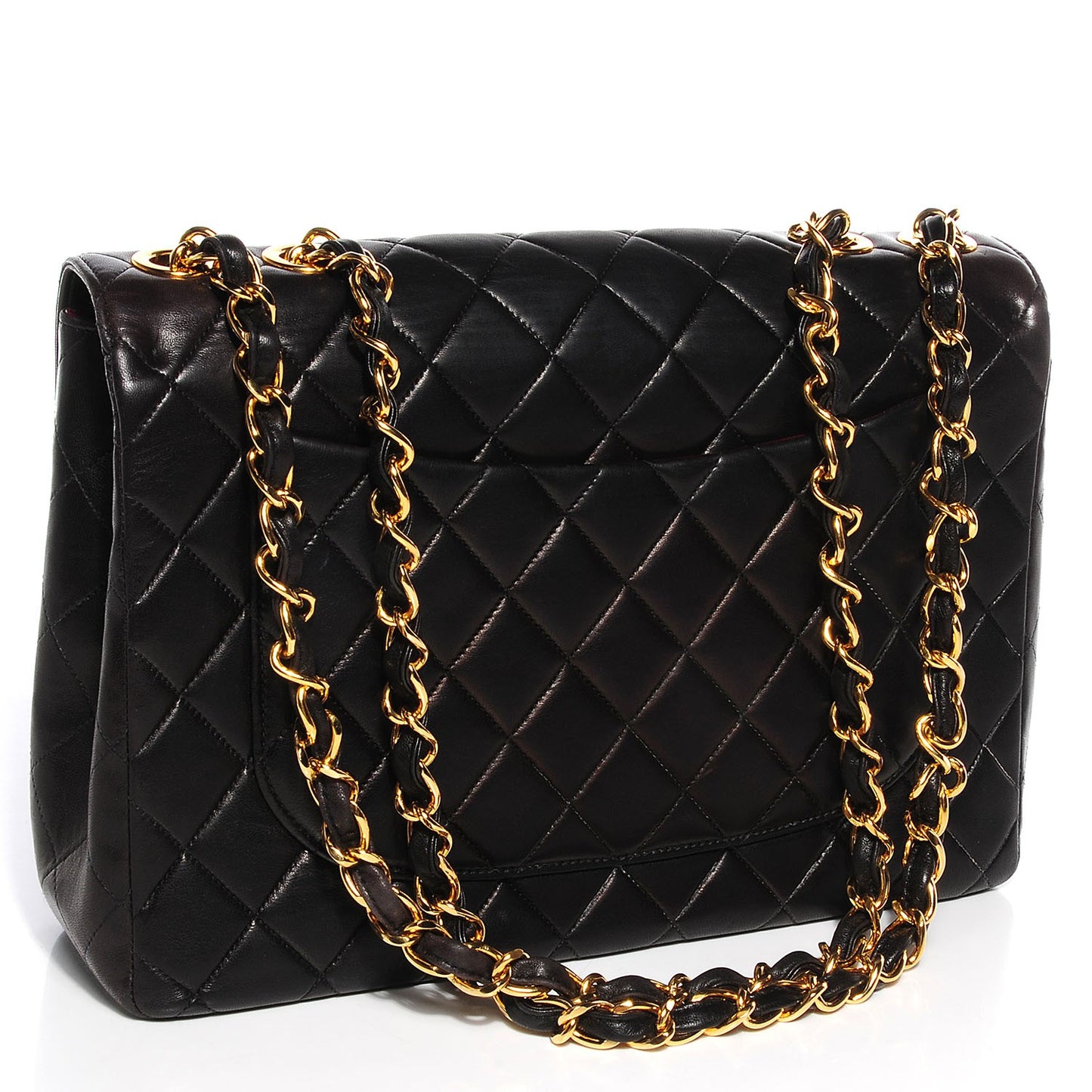 Lambskin Quilted Jumbo Flap Black