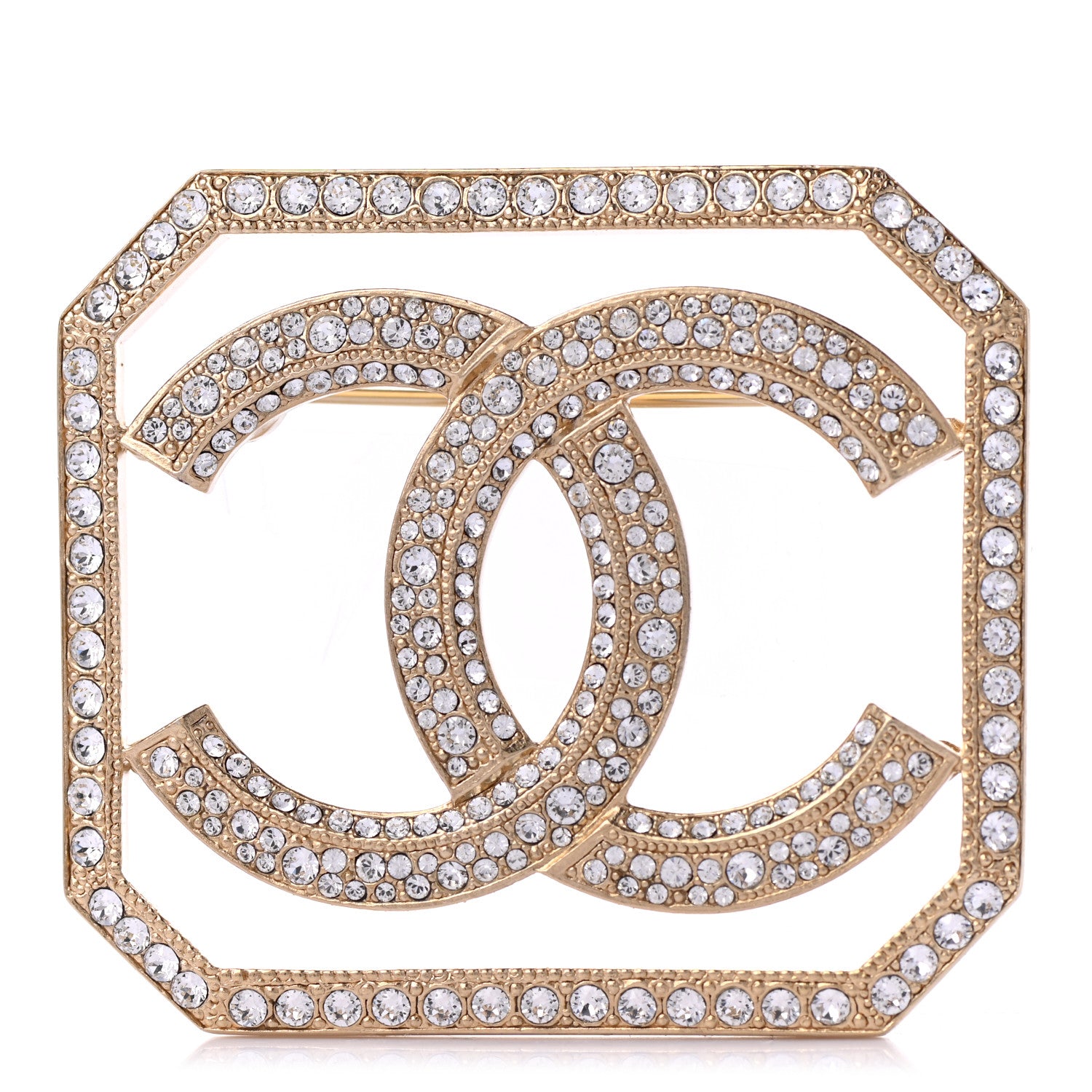 Chanel Crystal CC Brooch Gold 1 of 4