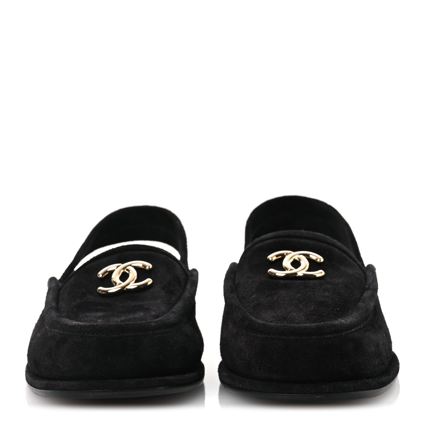 Suede Calfskin CC Slingback Loafers 37.5 Black