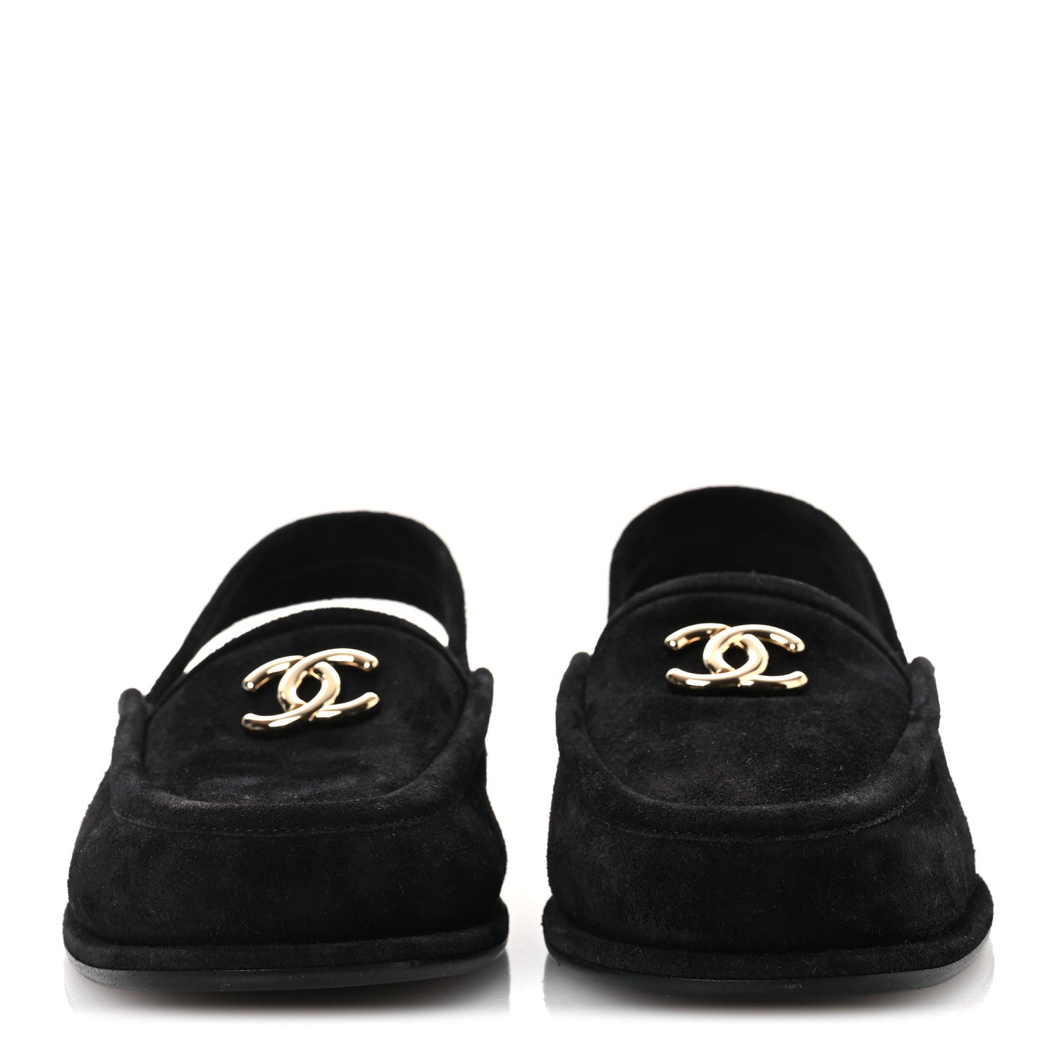 Chanel Suede Calfskin CC Slingback Loafers 37.5 Black 3 of 11