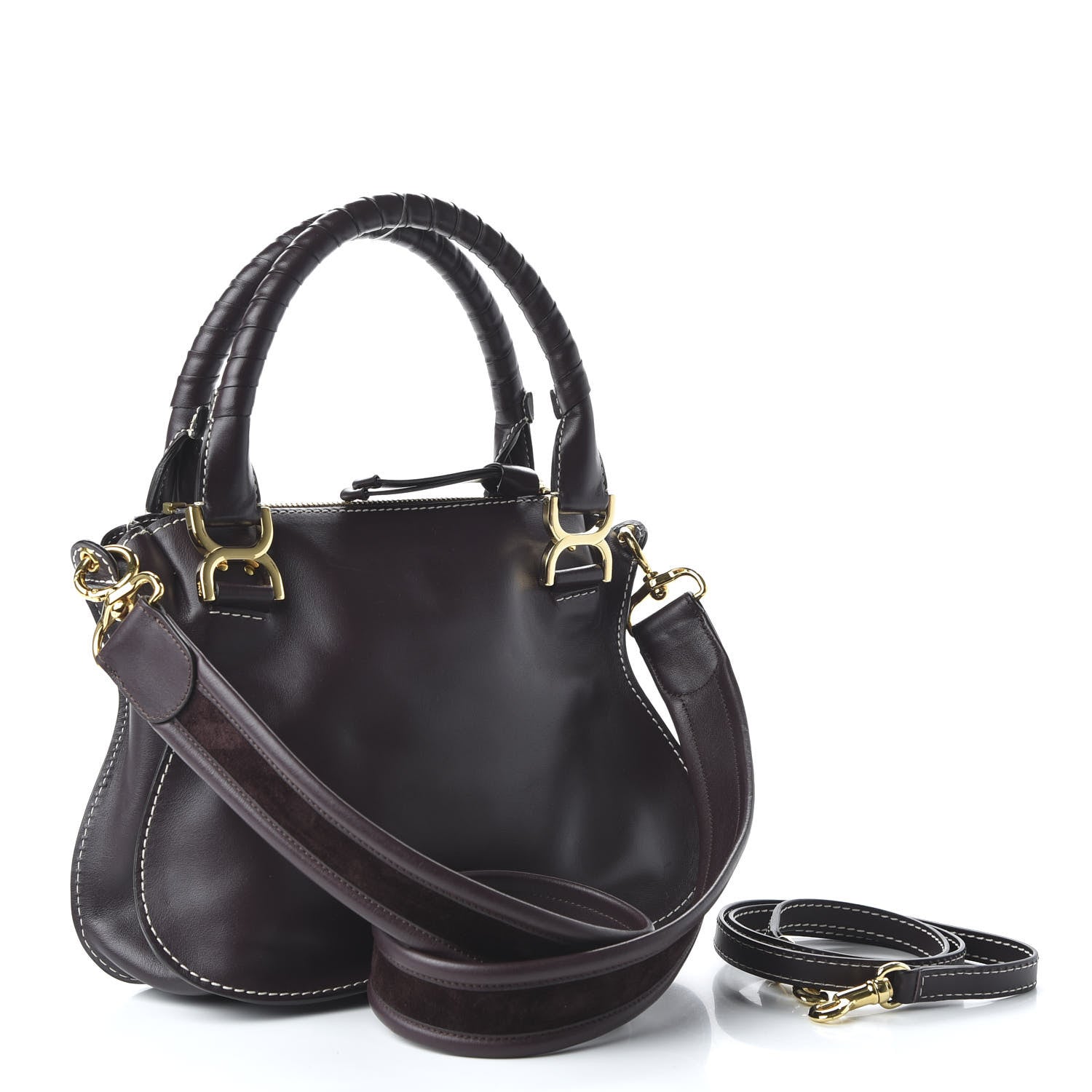 Chloe Smooth Calfskin Small Marcie Satchel Black Raisin 3 of 11