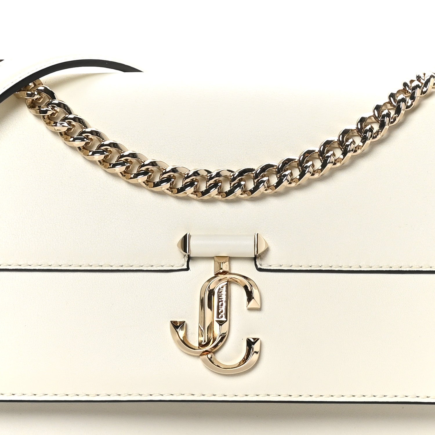 Jimmy Choo Shiny Calfskin Medium Varenne Shoulder Bag Latte 7 of 9