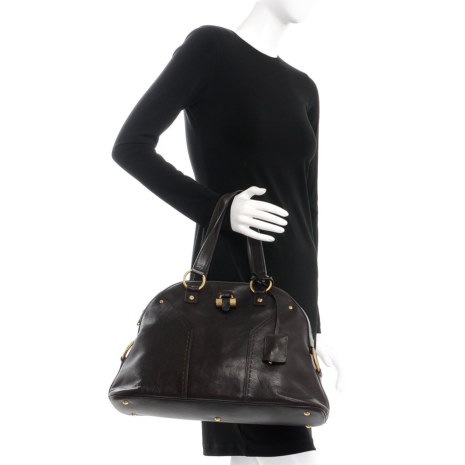 Saint Laurent Calfskin Large Muse Dark Brown 2 of 9