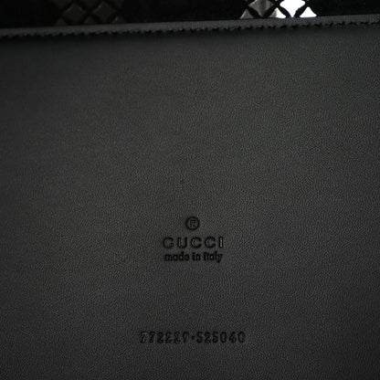 Gucci Calfskin GG Monogram Diamond Cut Medium Ophidia Tote Bag Black 8 of 11
