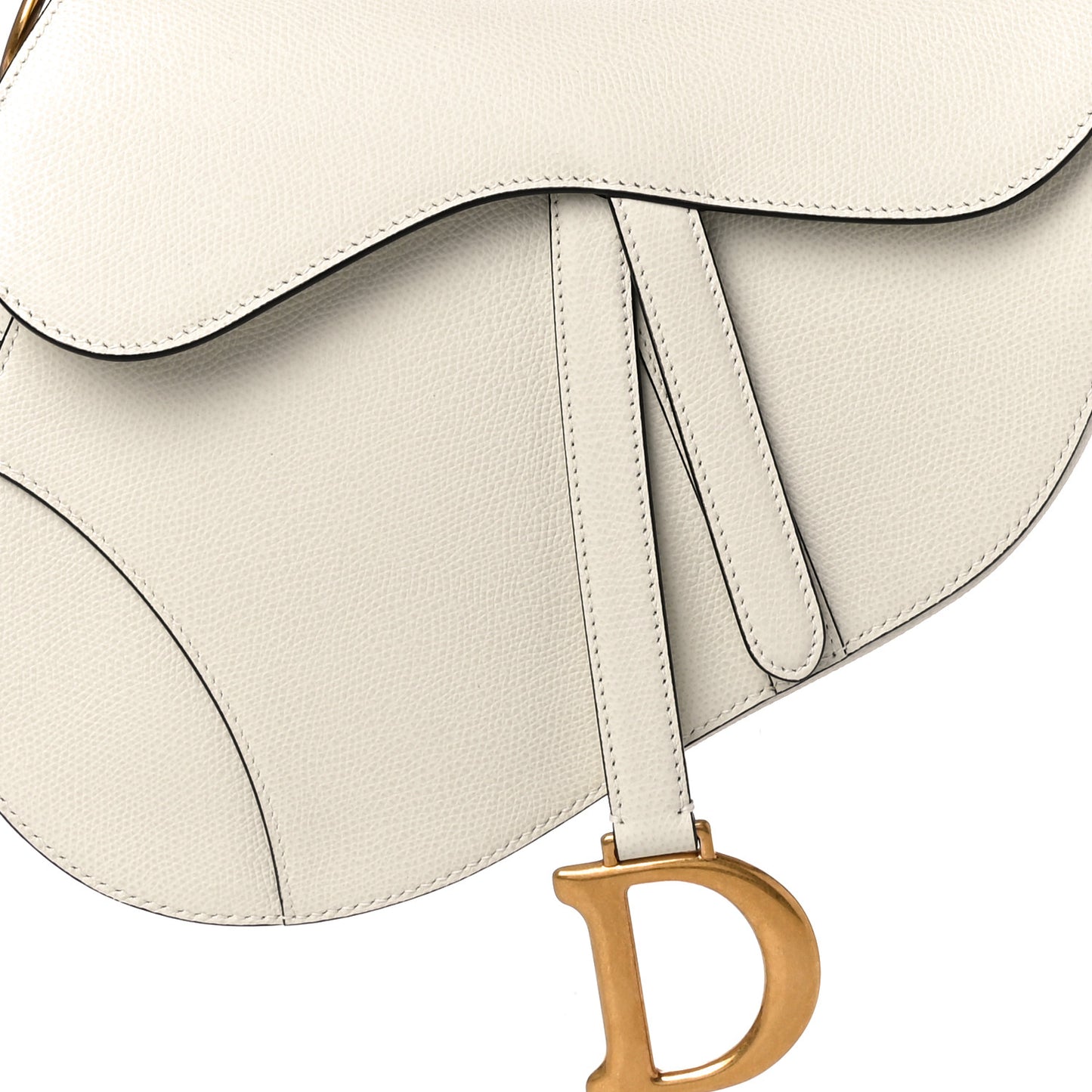 Grained Calfskin Saddle Bag White
