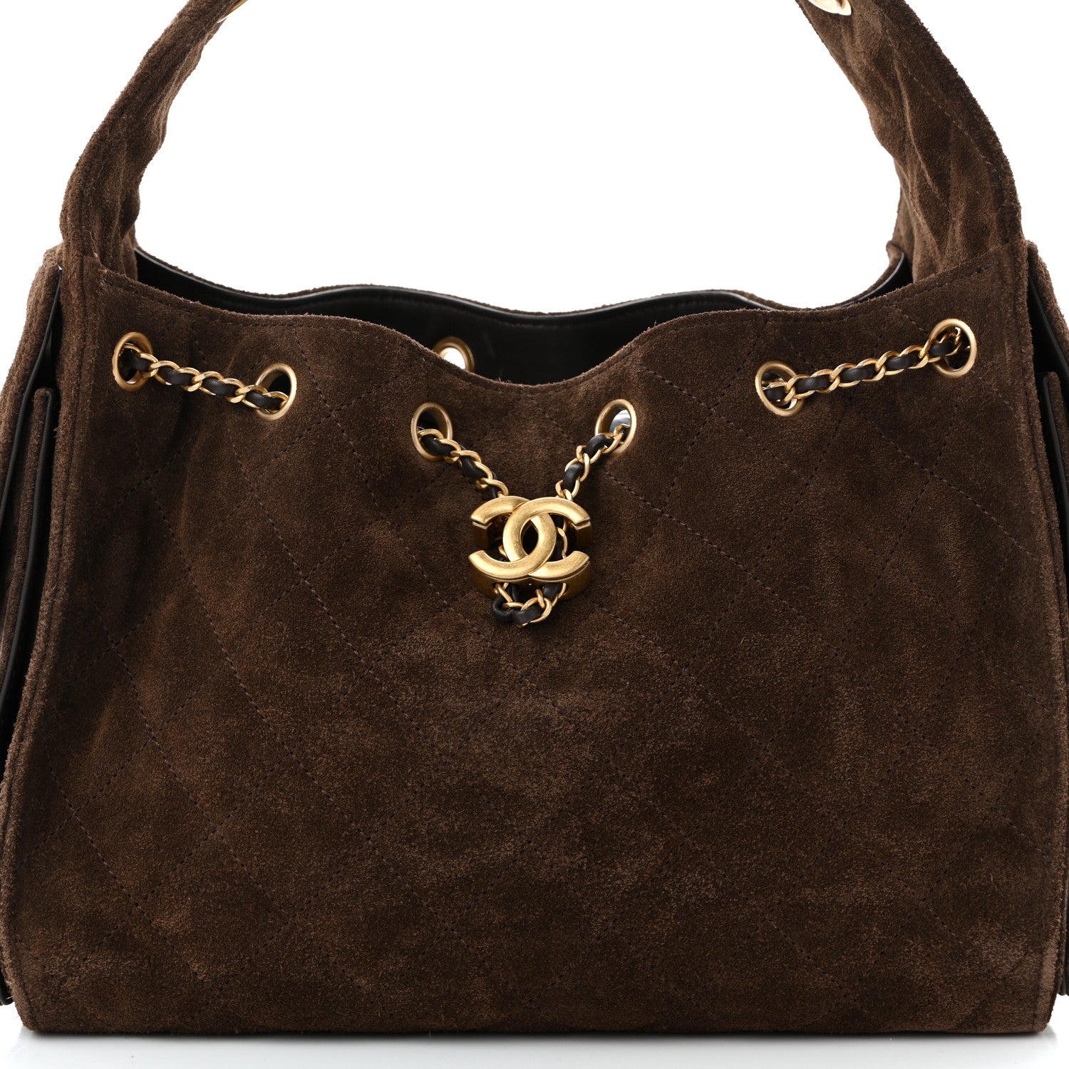 Chanel Suede Quilted Small Chanel 25 Handbag Dark Brown 8 of 11