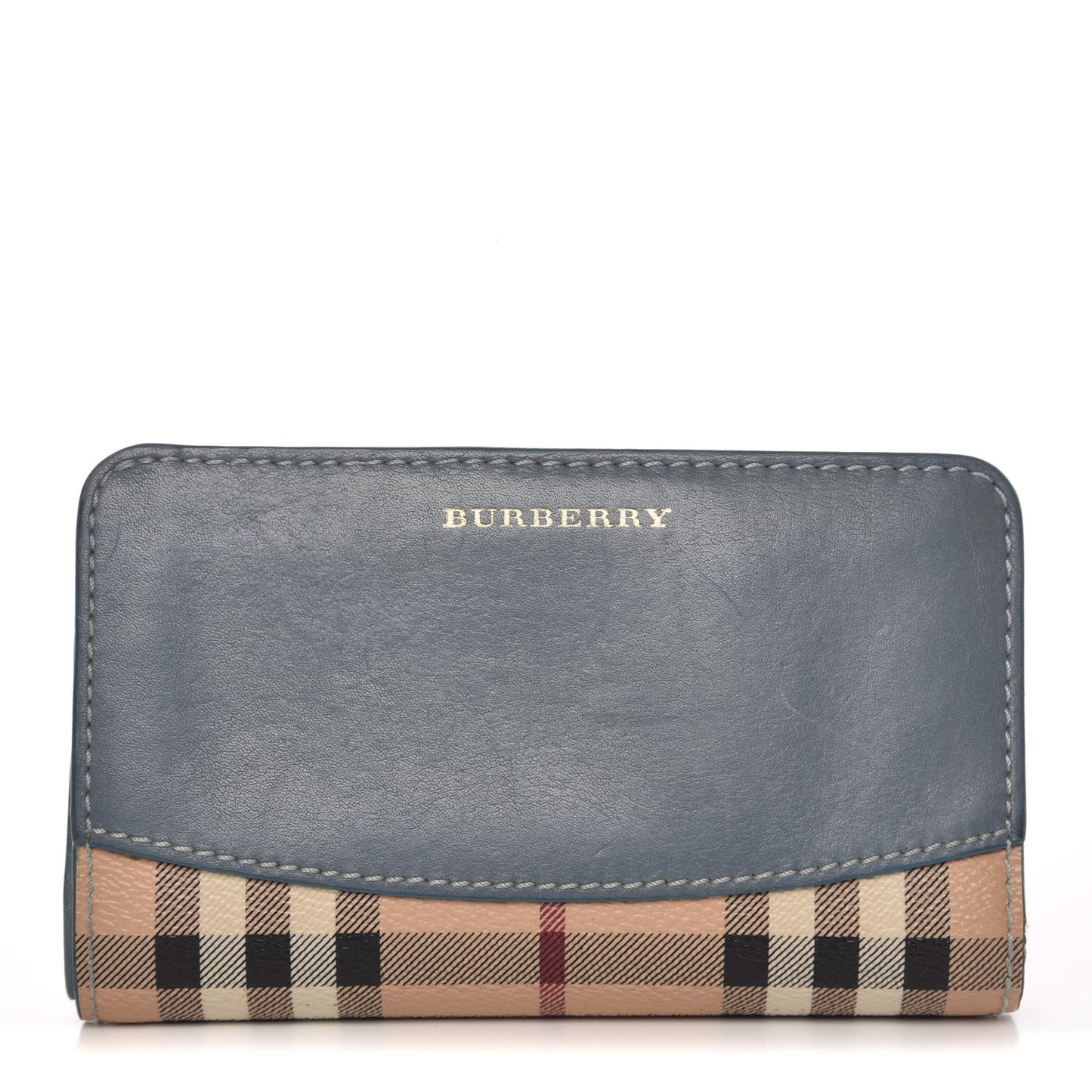 Calfskin Haymarket Check Medium Cowley Flap Wallet Eucalyptus Grey