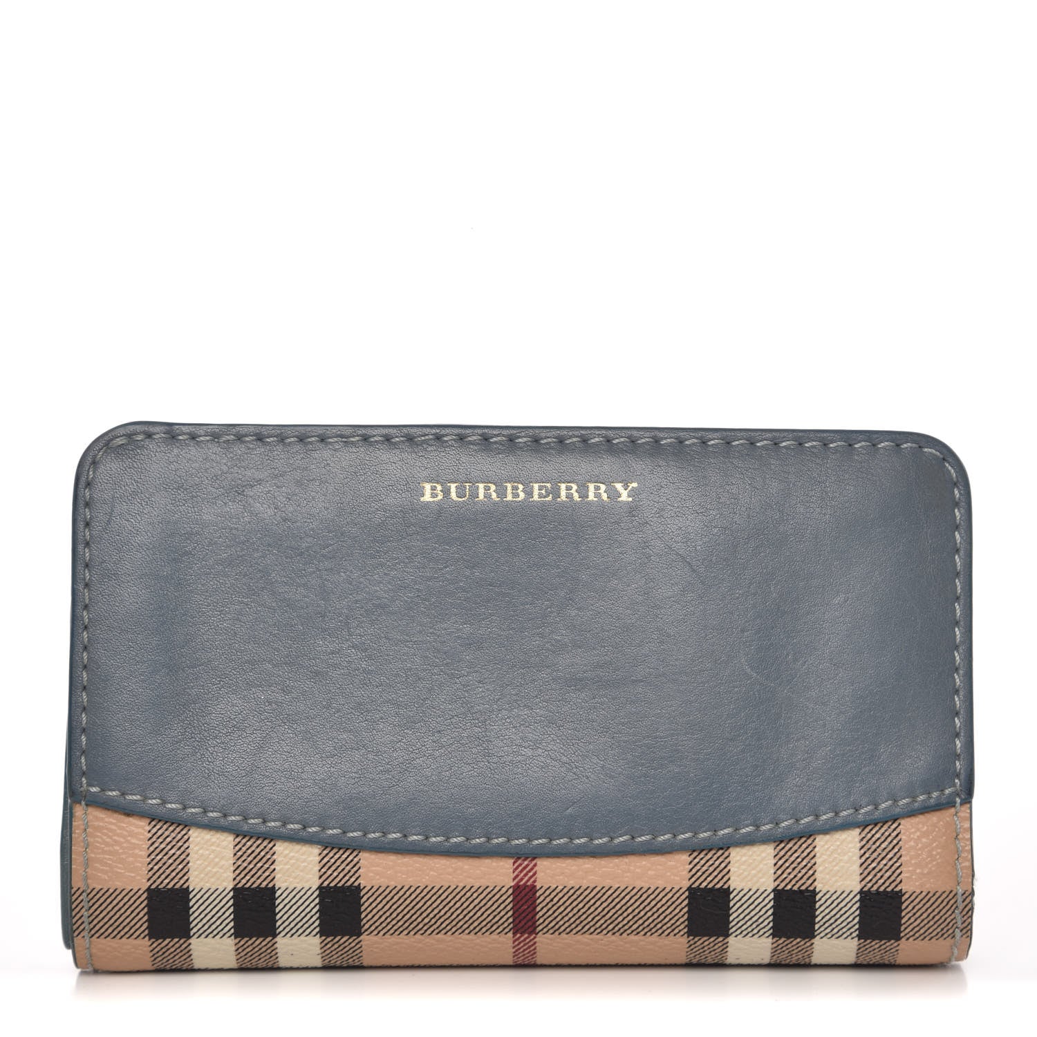 Burberry Calfskin Haymarket Check Medium Cowley Flap Wallet Eucalyptus Grey 1 of 11