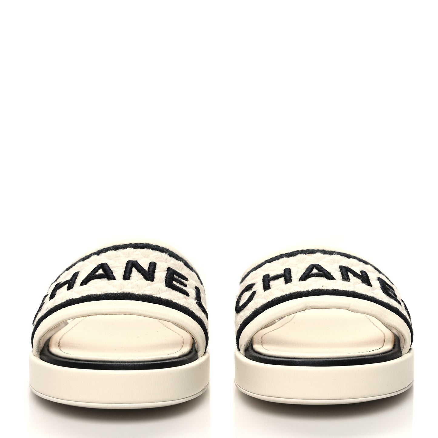Lambskin Embroidered Logo Mules 38 Ivory Black