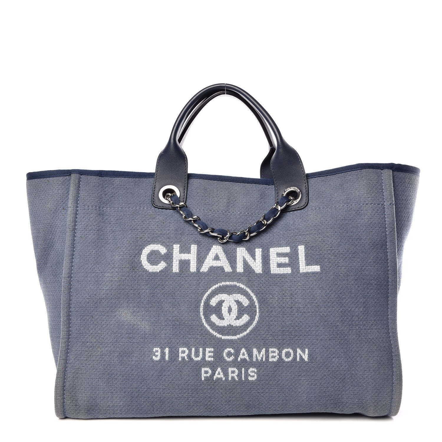Chanel Canvas Large Deauville Tote Denim Blue 1 of 14