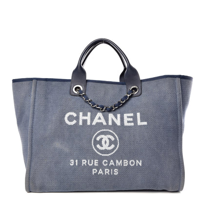 Chanel Canvas Large Deauville Tote Denim Blue 1 of 14