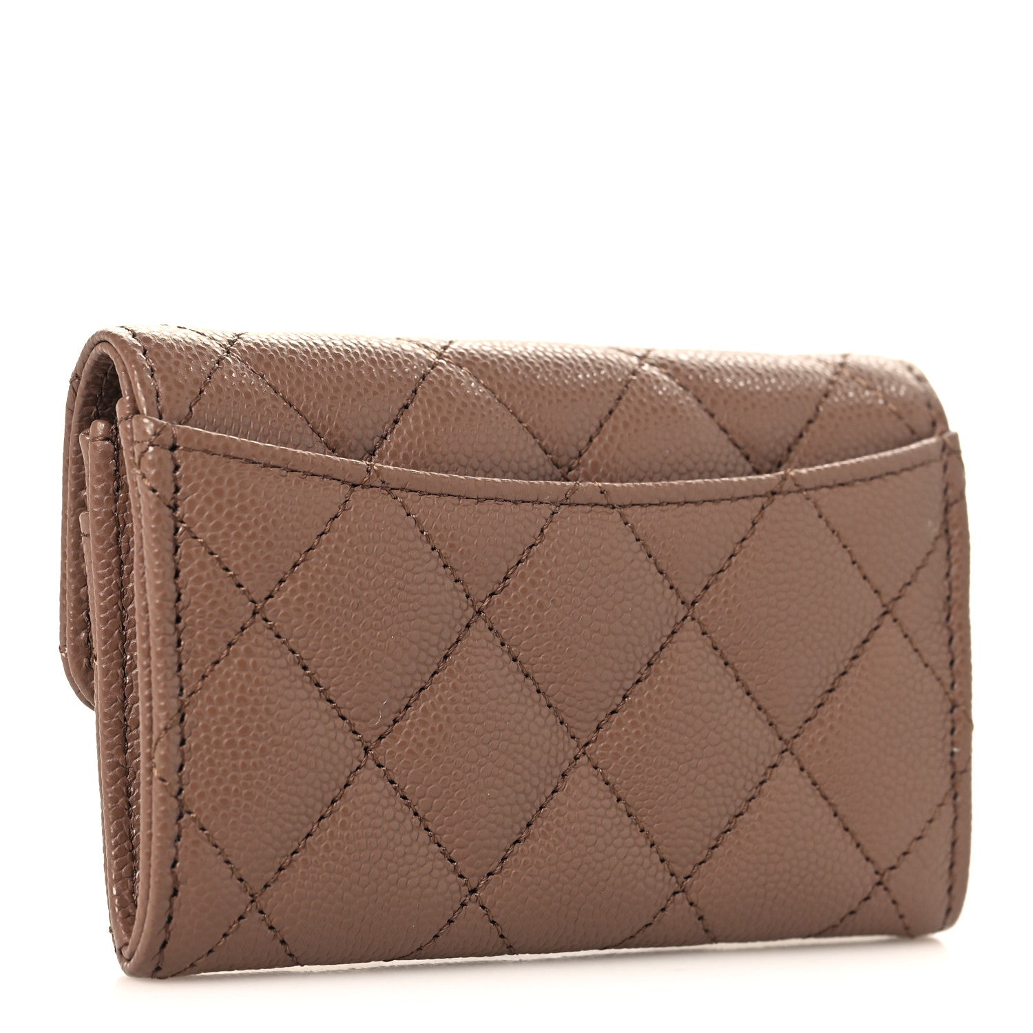 Chanel Caviar Quilted Flap Card Holder Wallet Light Brown 1861855