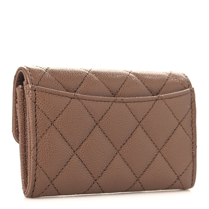 Chanel Caviar Quilted Flap Card Holder Wallet Light Brown 3 of 8
