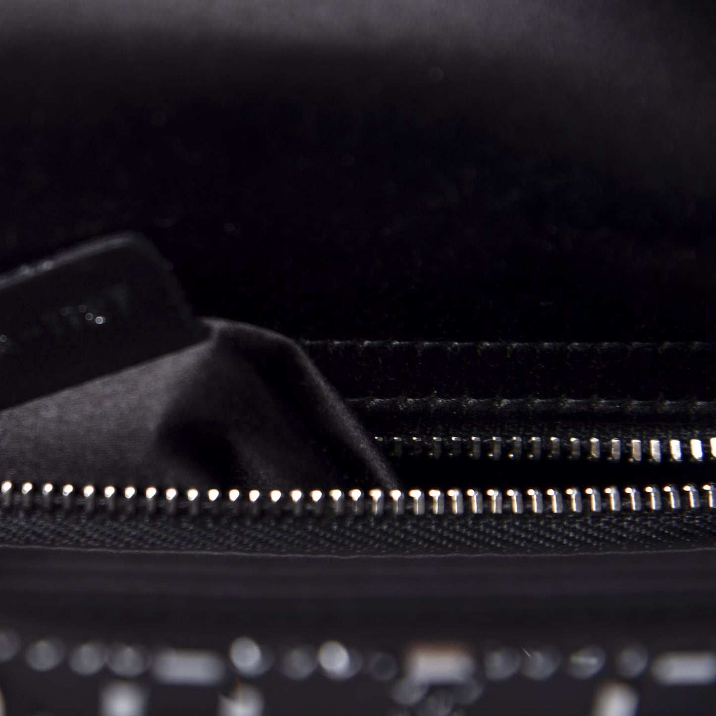 Satin Crystal Cannage Mini Lady Dior Black