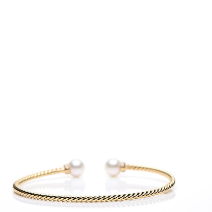 David Yurman 18K Yellow Gold Diamond Pearl 7mm Solari Bracelet 3 of 5