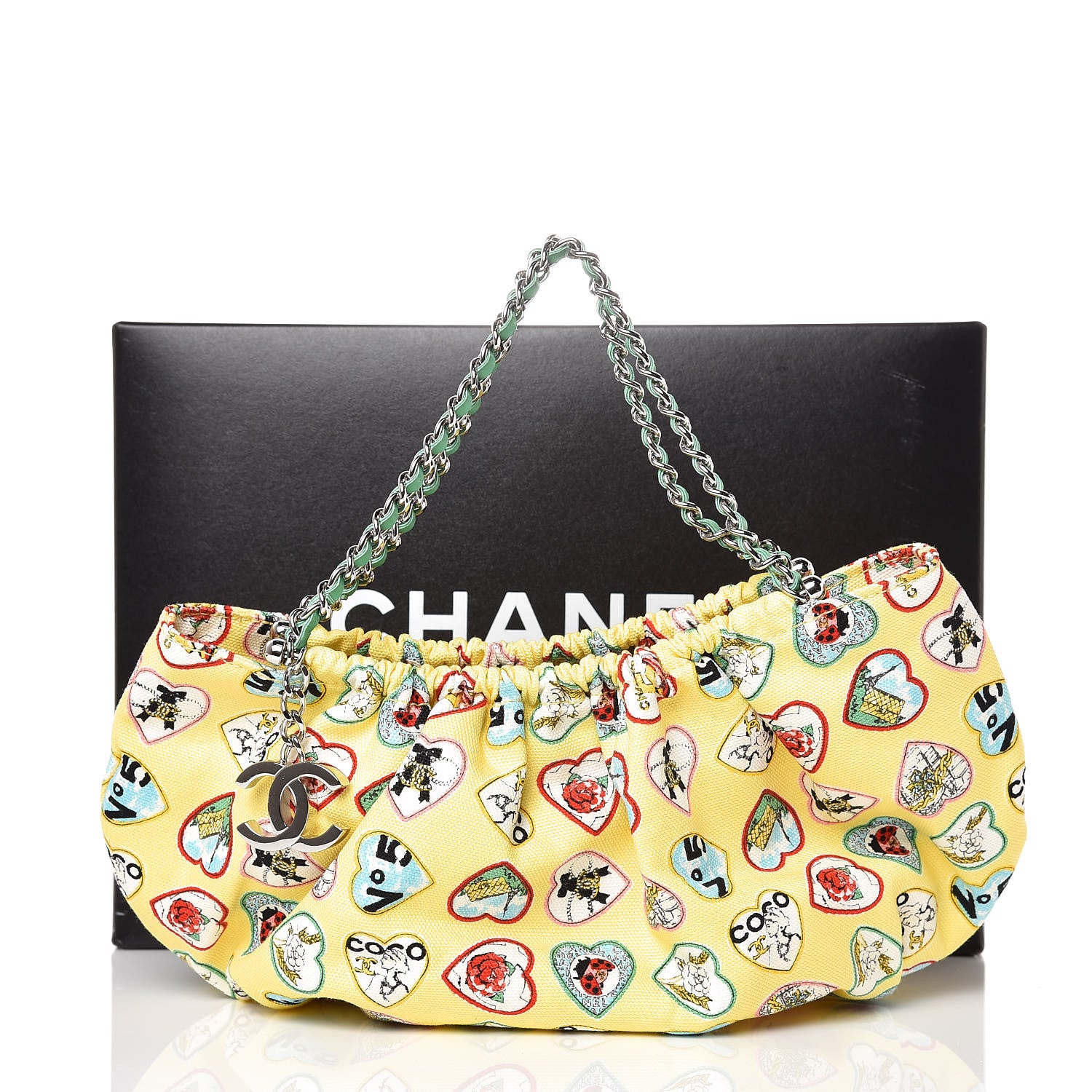 Chanel Canvas Coco Hearts Shoulder Bag Yellow 8 of 8