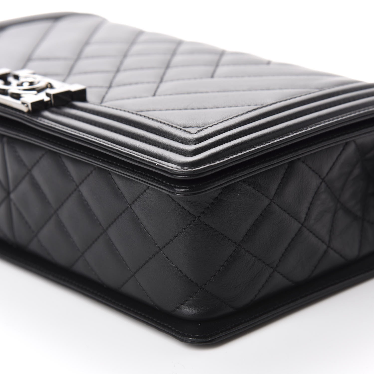 Chanel Calfskin Chevron Quilted Medium Boy Flap Black 7 of 15