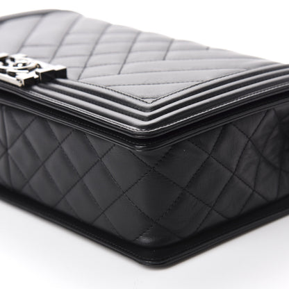 Chanel Calfskin Chevron Quilted Medium Boy Flap Black 7 of 15