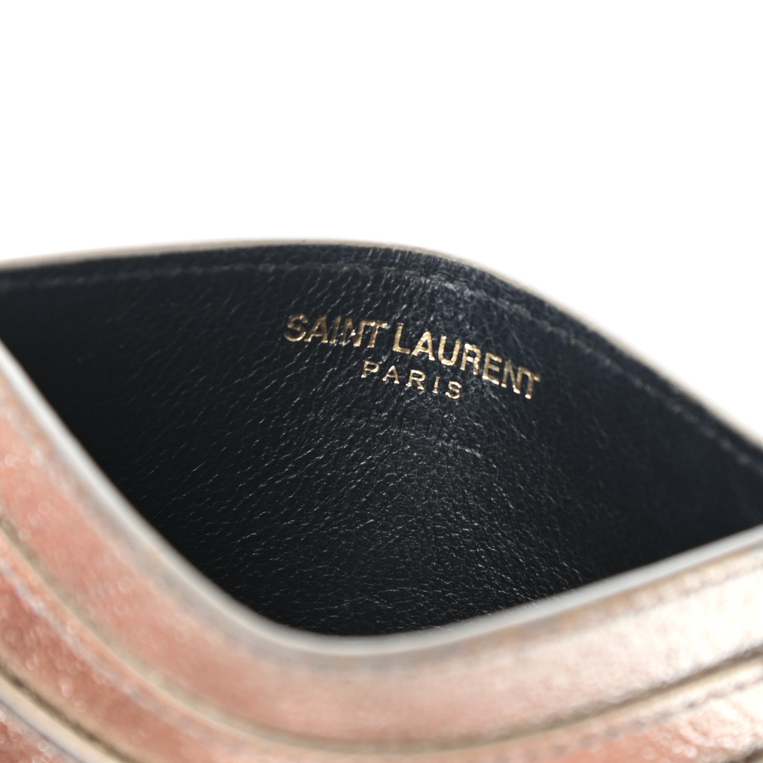Saint Laurent Metallic Calfskin Monogram Credit Card Case Argento 6 of 7