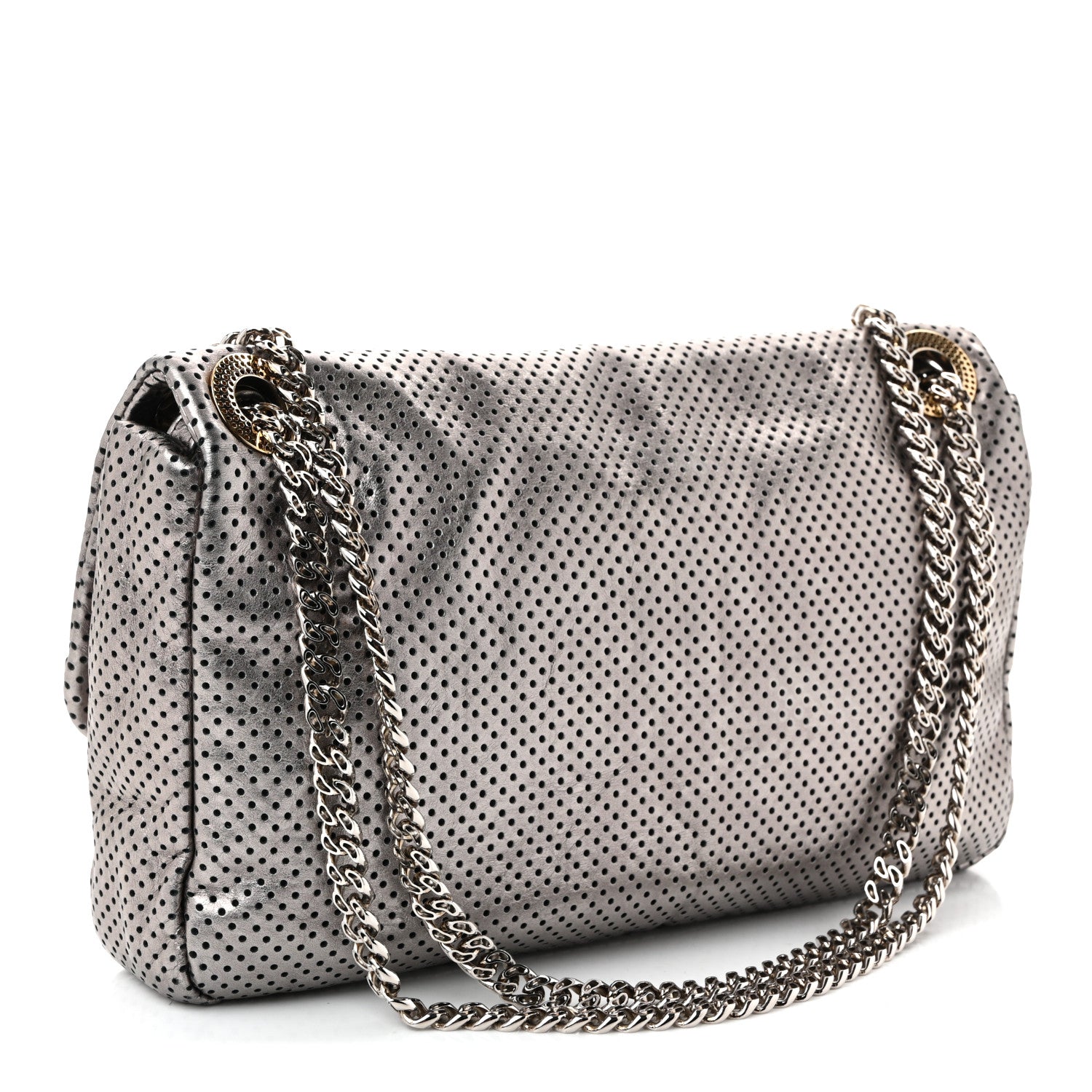 Chanel Metallic Crackled Calfskin Perforated Drill Flap Bronze