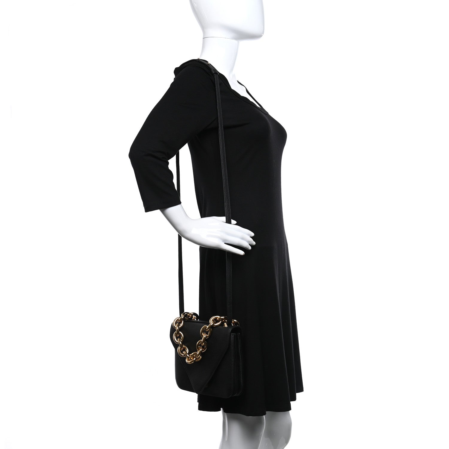Bottega Veneta Calfskin Mount Envelope Bag Black 2 of 9