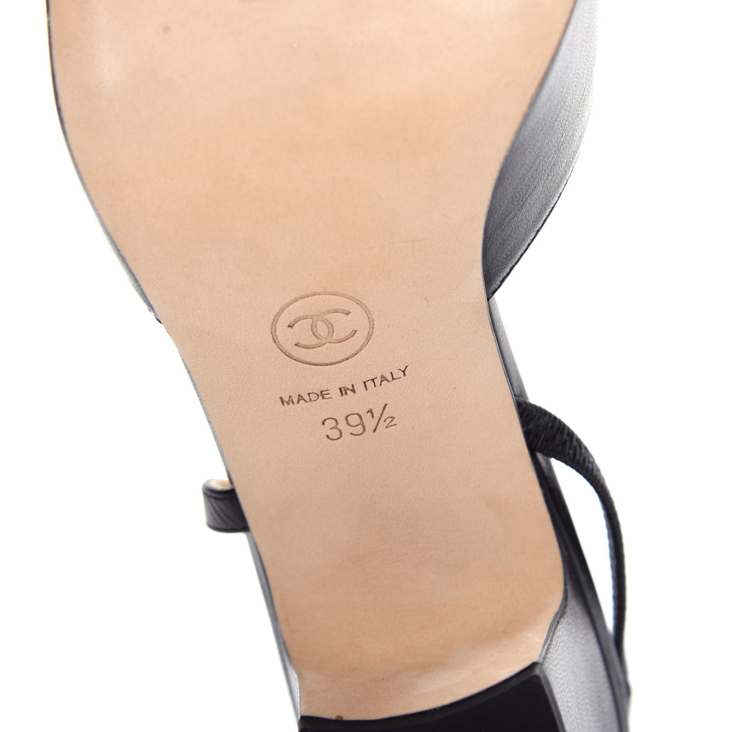 Goatskin Grosgrain Cap Toe CC Slingback Sandals 39.5 Black
