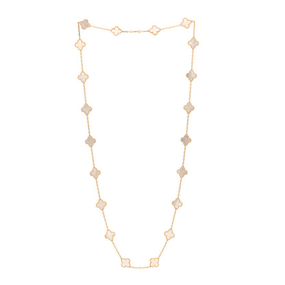 Van Cleef & Arpels 18K Yellow Gold Mother of Pearl 20 Motifs Vintage Alhambra Necklace 3 of 5