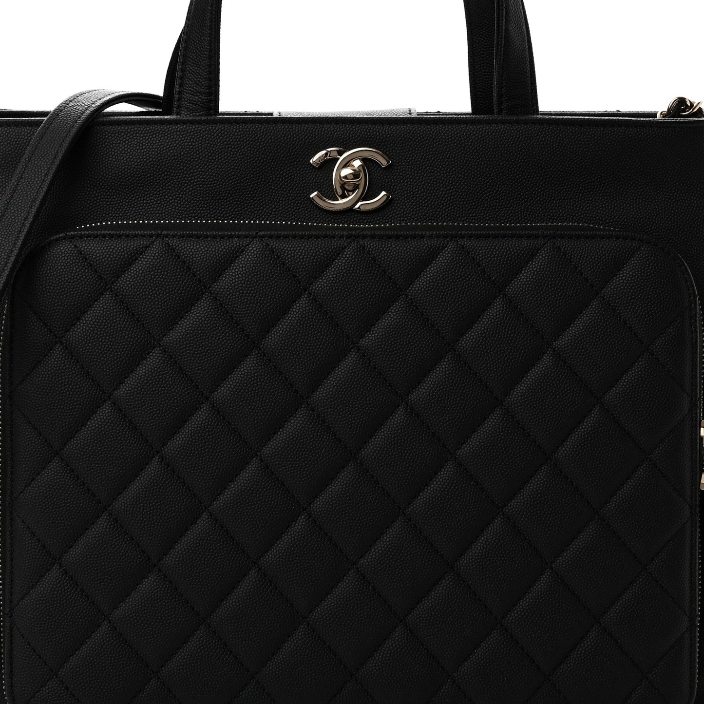 Caviar Quilted Large Business Affinity Shopping Bag Black