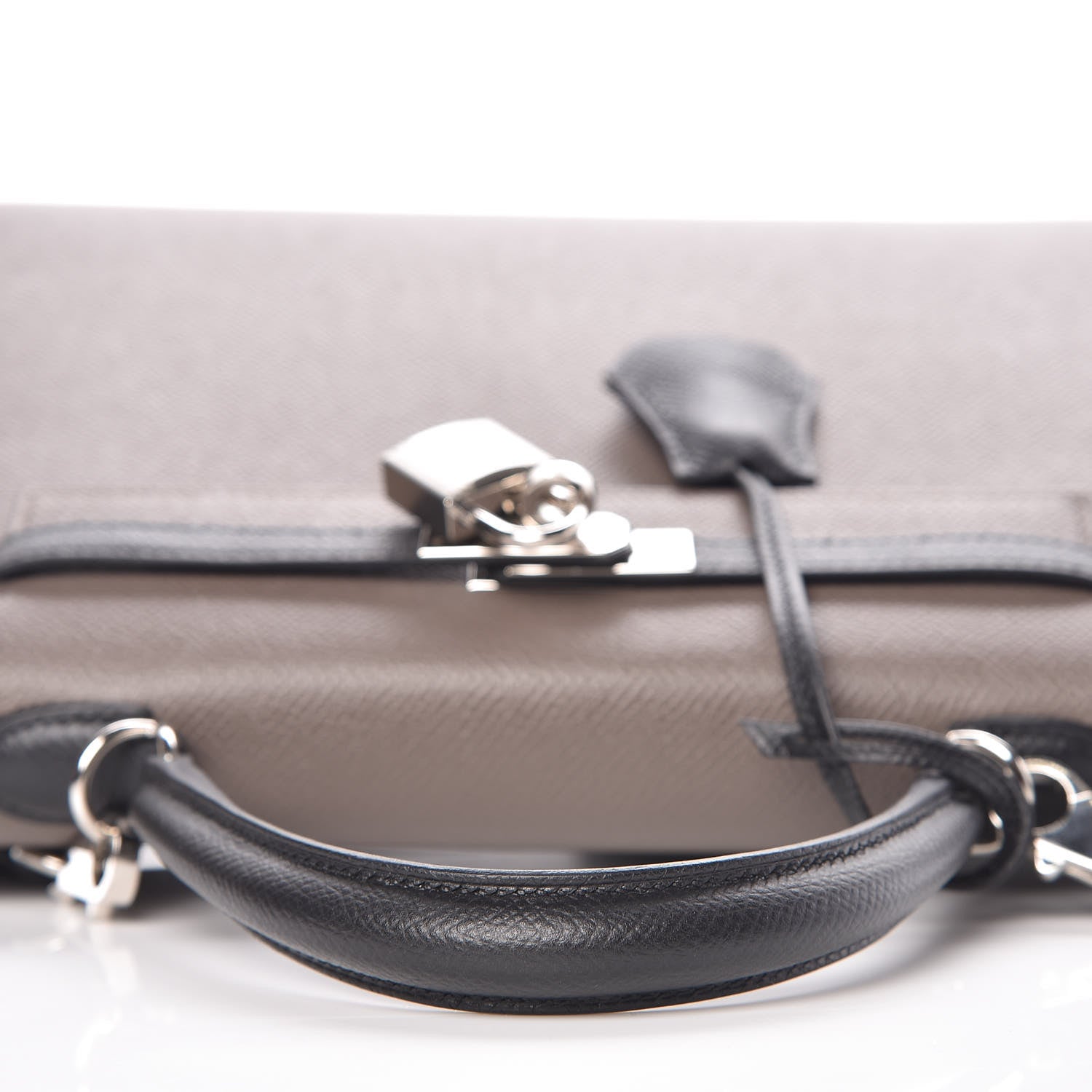 Hermes Epsom Bi Color Horseshoe Kelly Sellier 25 Etain Black 21 of 40