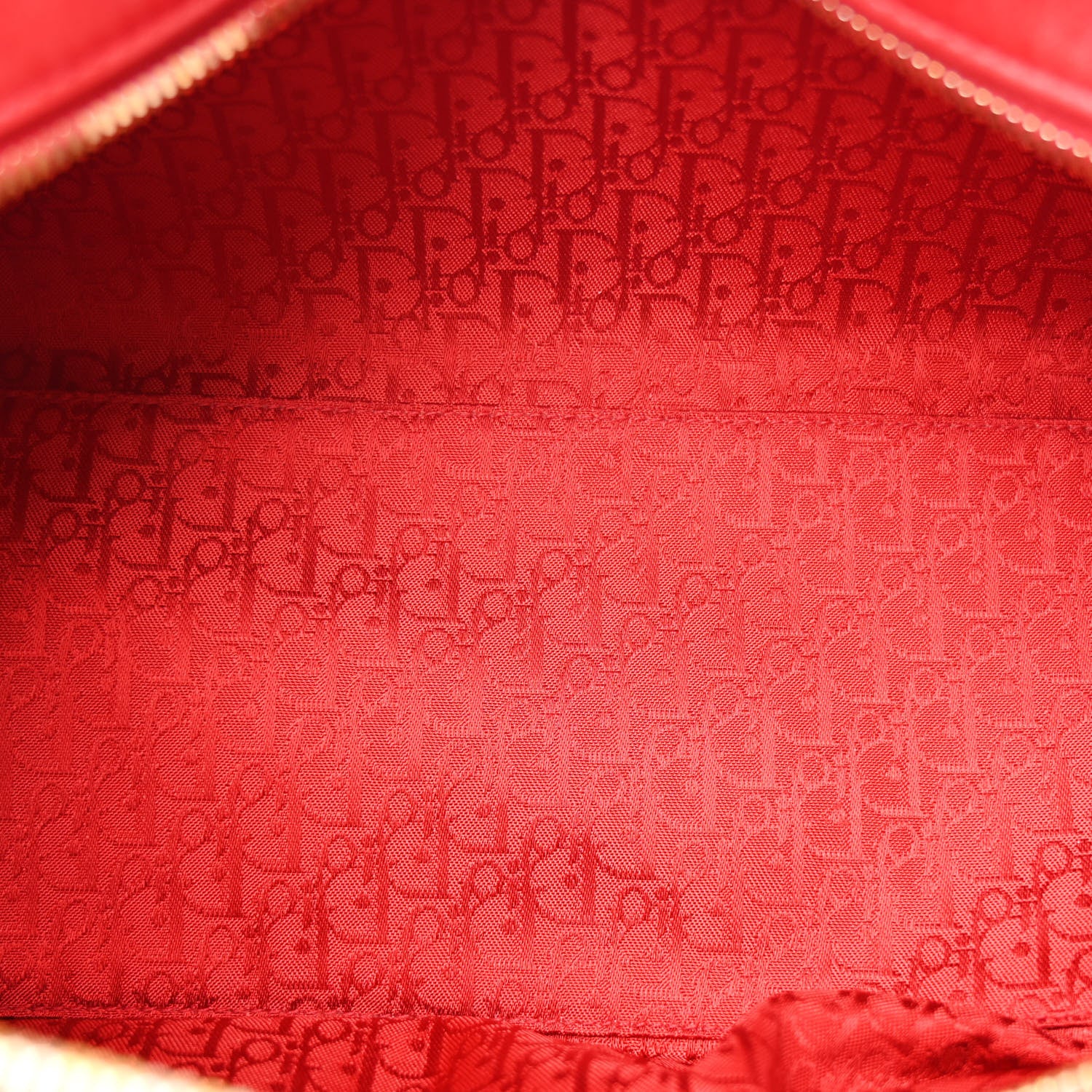 Christian Dior Lambskin Embossed Cannage Handbag Red 5 of 11