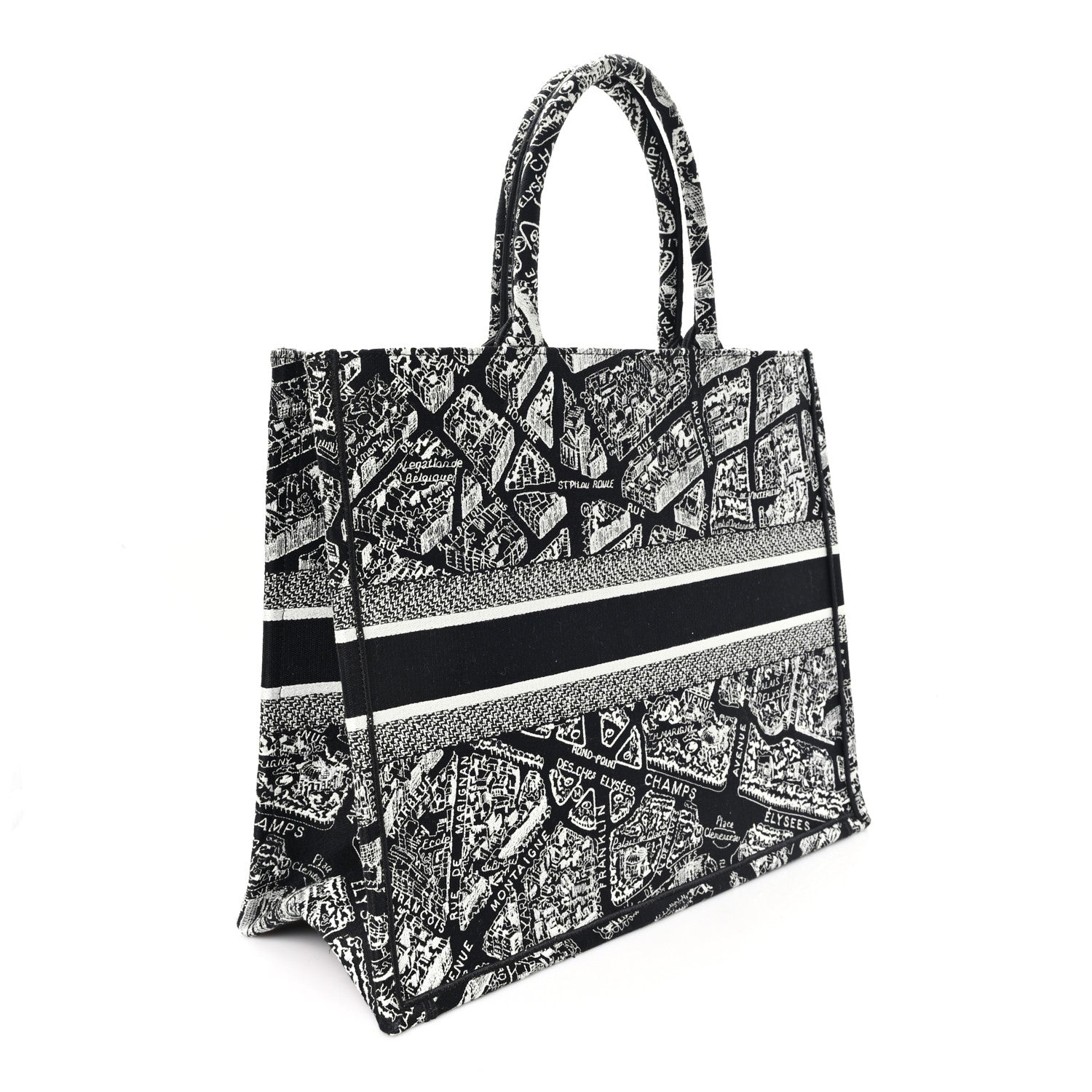 Christian Dior Canvas Embroidered Large Plan De Paris Book Tote