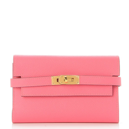 Hermes Epsom Kelly Medium Wallet Rose Azalee 1 of 8