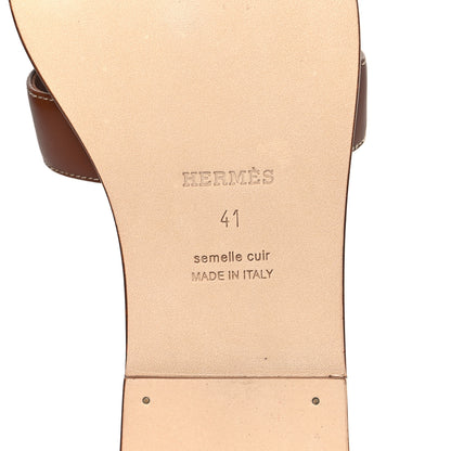 Hermes Box Calfskin Oran Sandals 41 Gold 6 of 9