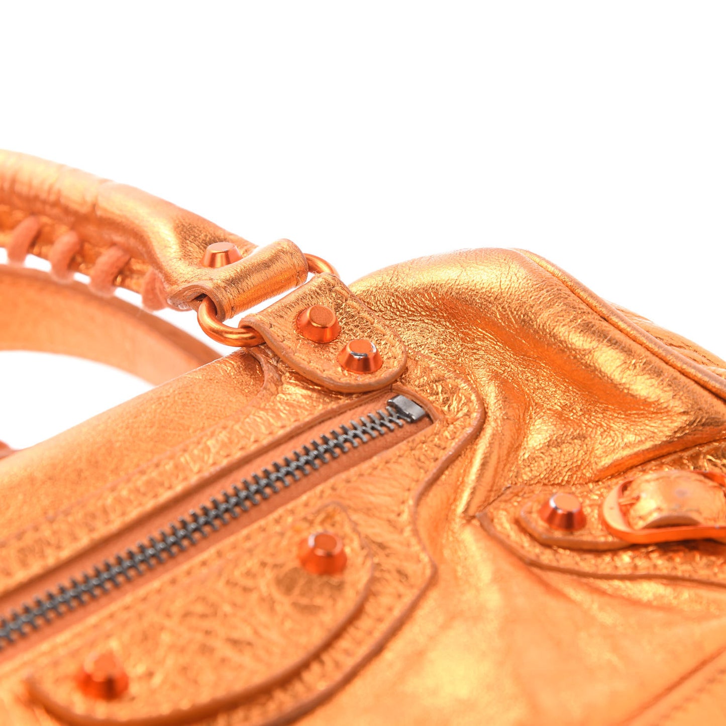 Metallic Agneau Classic Hardware Mini Twiggy Orange