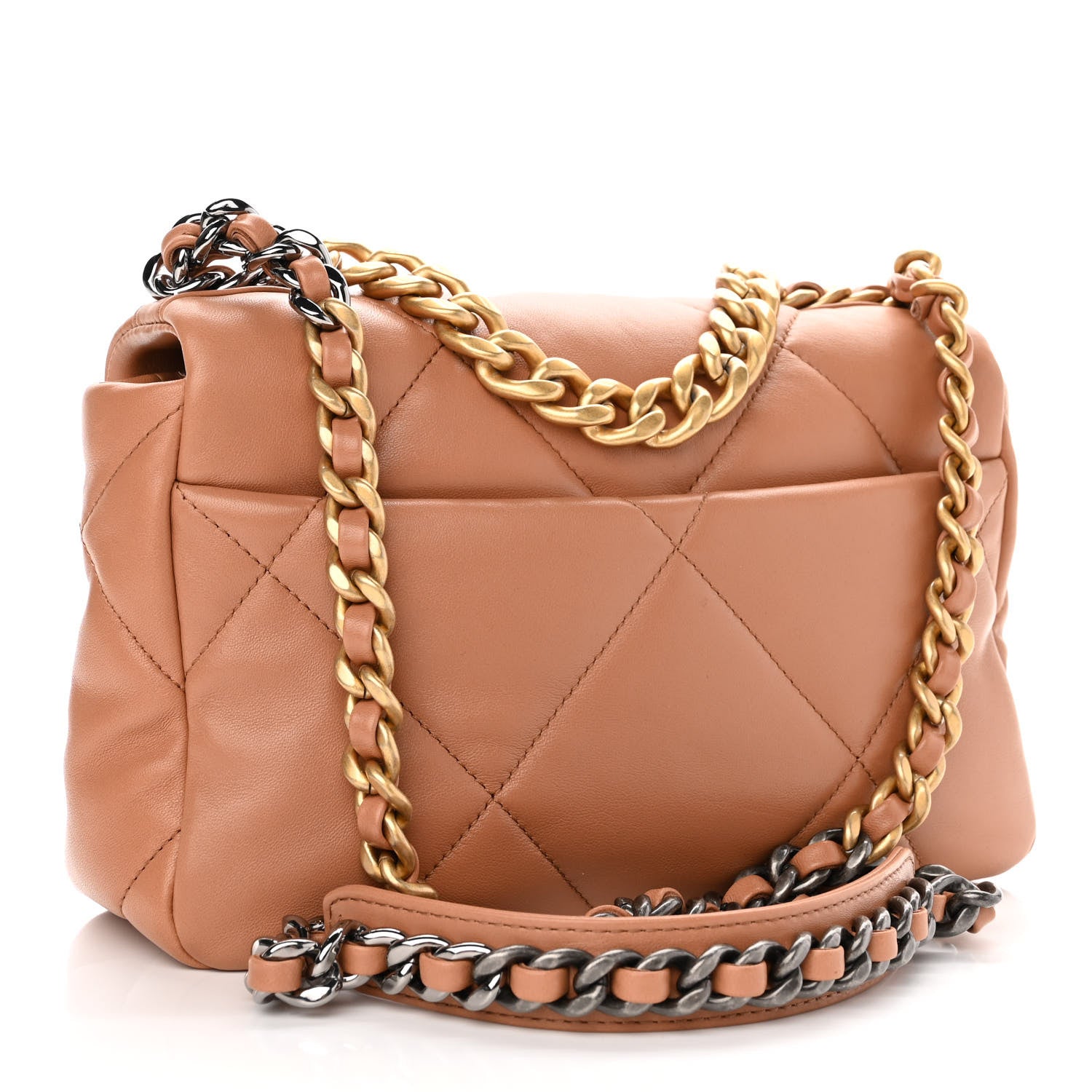 Chanel Lambskin Quilted Medium Chanel 19 Flap Light Brown 3 of 10