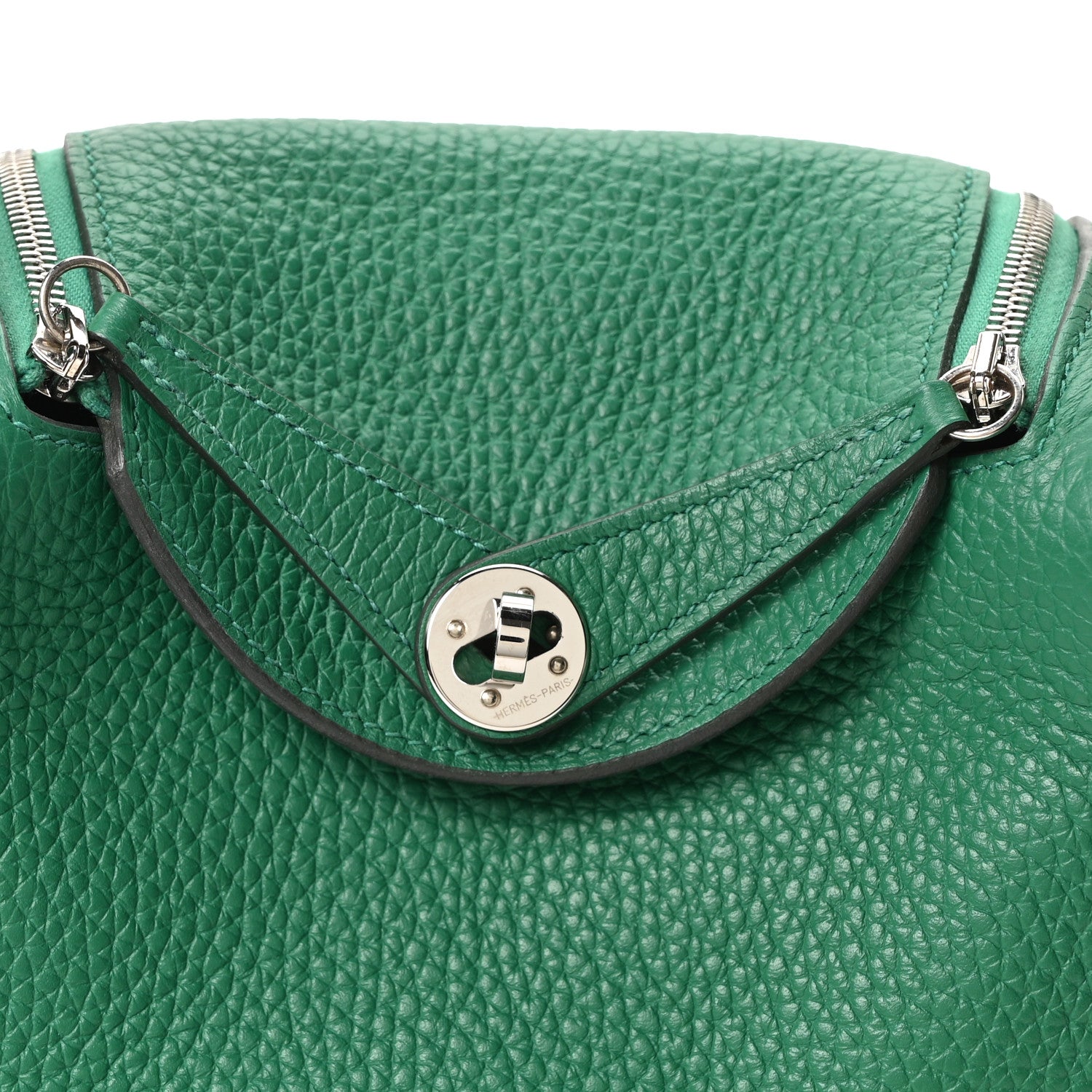 Hermes Taurillon Clemence Mini Lindy 20 Vert Vertigo 8 of 11