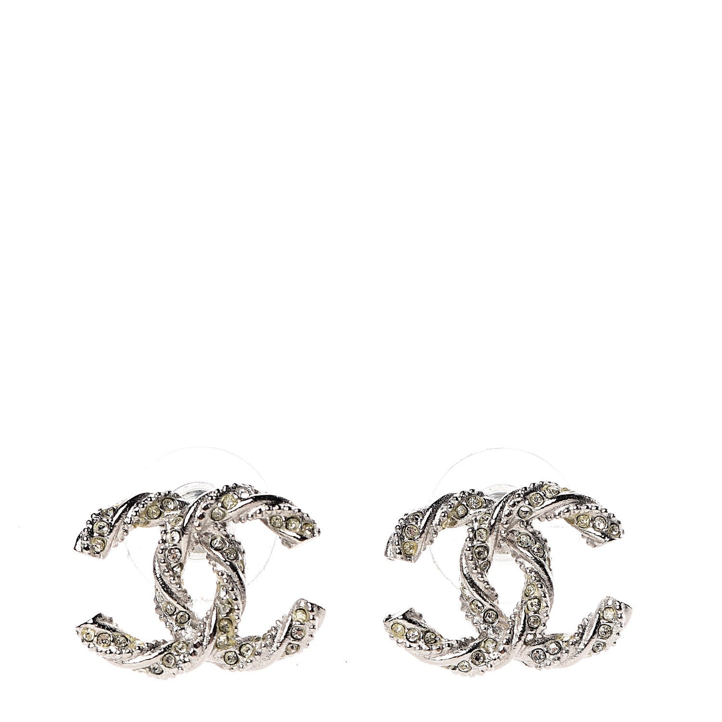 Crystal CC Twisted Earrings Silver