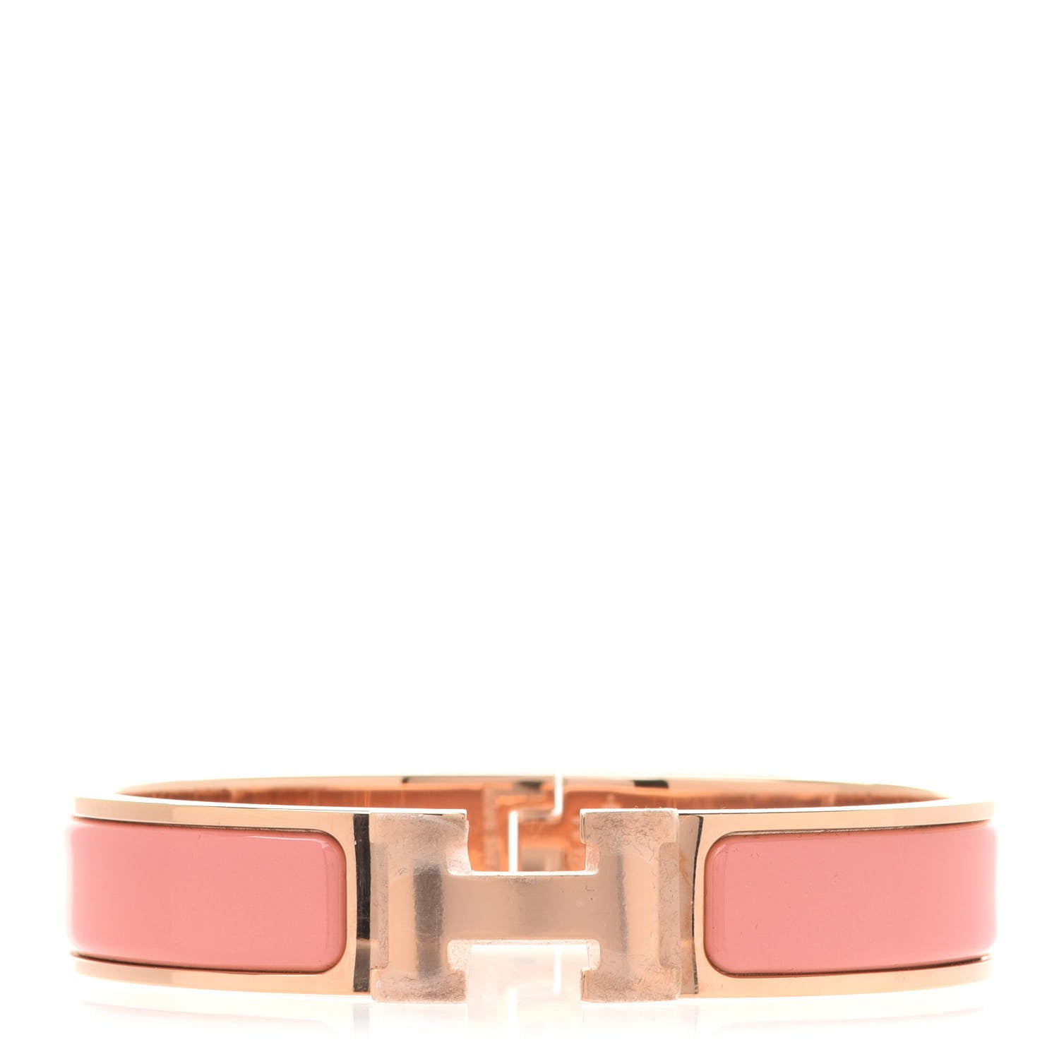 Hermes Enamel Narrow Clic Clac H Bracelet PM Rose Florida 1 of 6