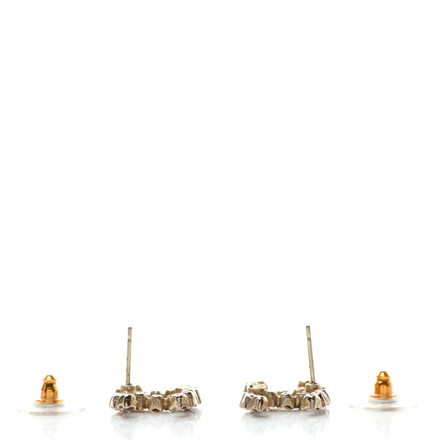 Chanel Metal Baguette Crystal CC Earrings Black Orange 5 of 5