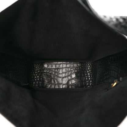 Balenciaga Extra Supple Calfskin Crocodile Embossed Small Tool 2.0 North-South Tote Black 6 of 11
