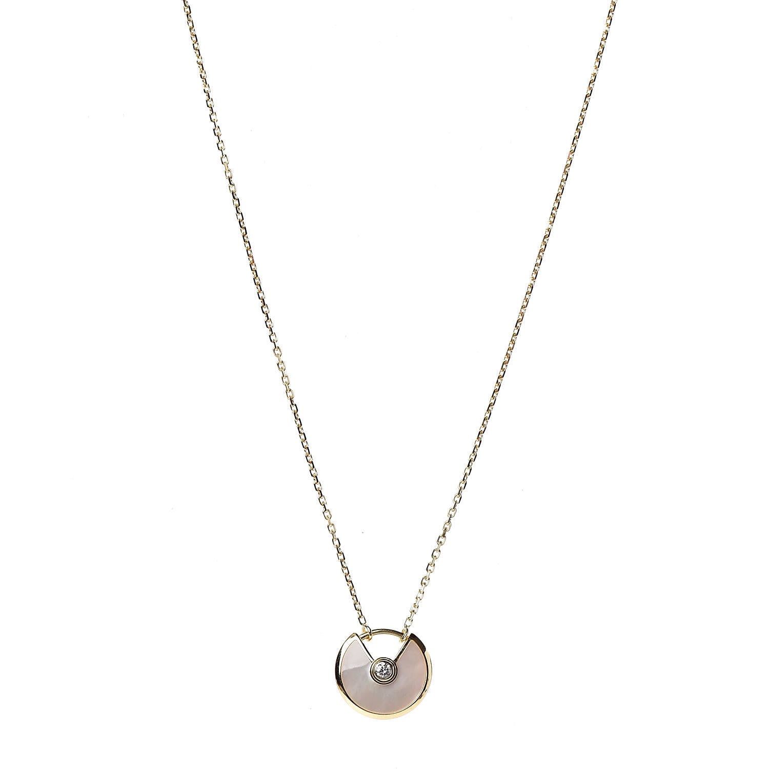 Cartier 18K Yellow Gold Diamond Mother of Pearl XS Amulette de Cartier Pendant Necklace 1 of 7
