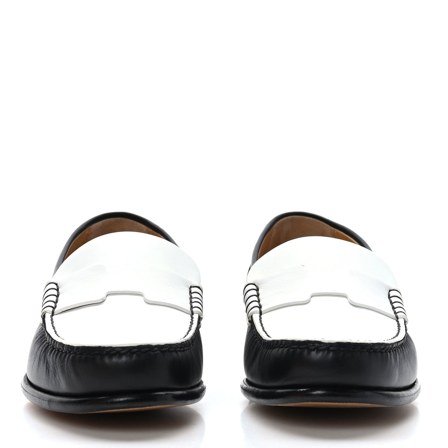 Calfskin Womens Kennedy Loafers 37 Black White