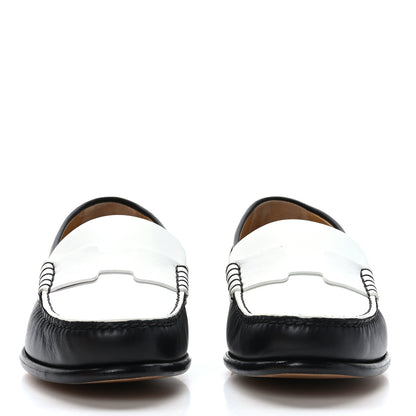 Hermes Calfskin Womens Kennedy Loafers 37 Black White 2 of 9