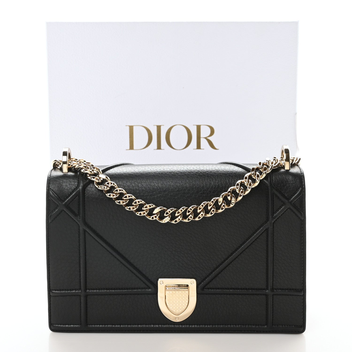 Christian Dior Grained Calfskin Medium Diorama Flap Bag Black 12 of 12
